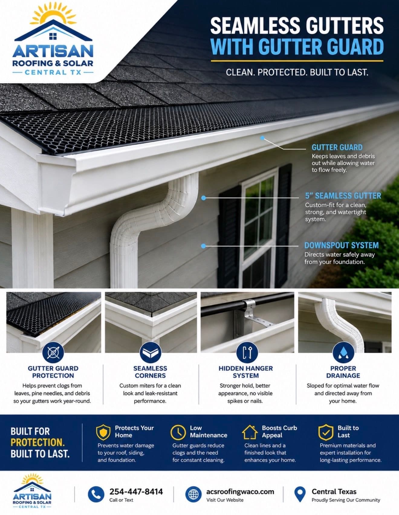 Project Seamless Gutters with Gutter Guards Built for Central Texas Homes image