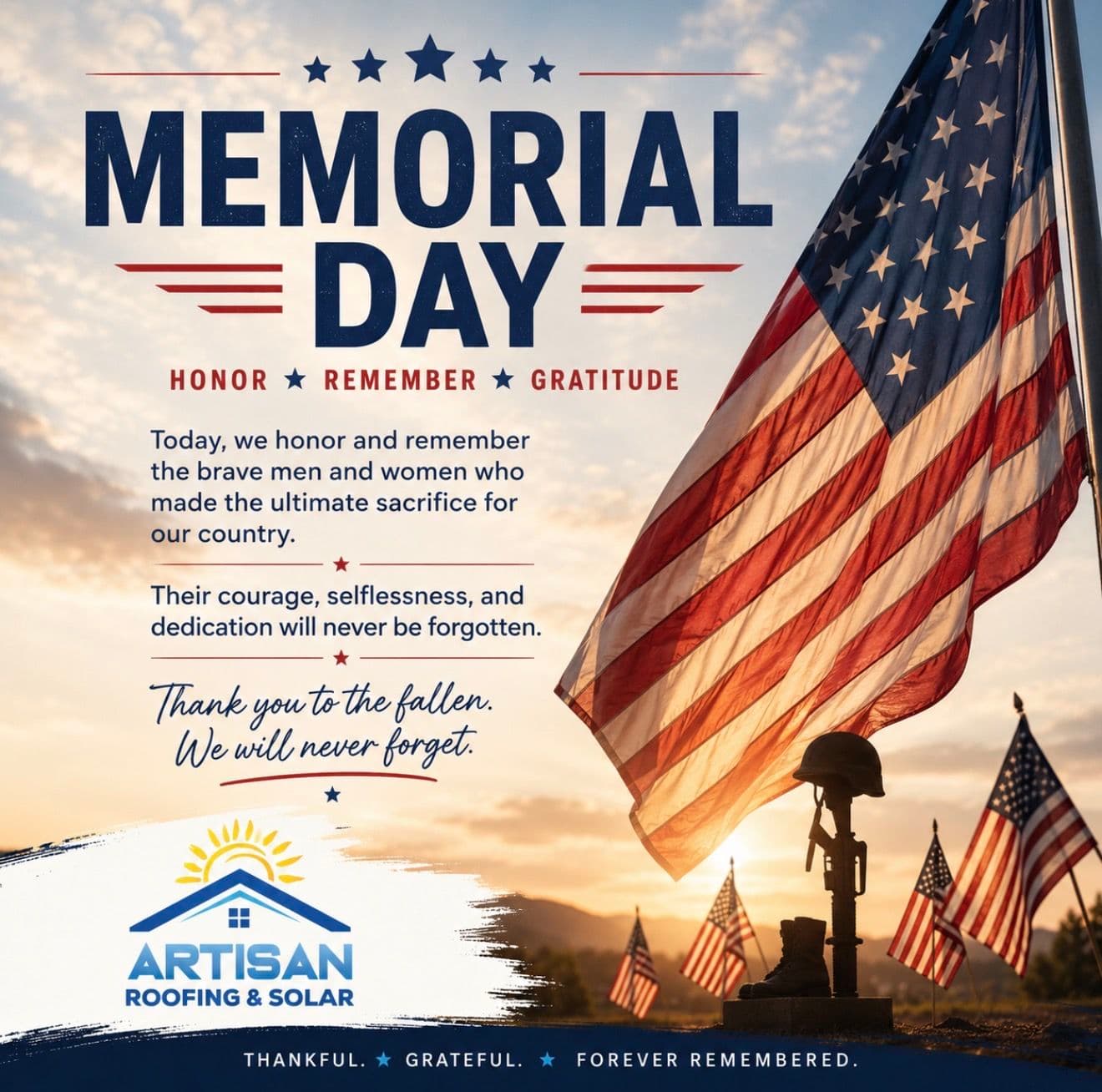 Project Artisan Roofing & Solar Honors Memorial Day image